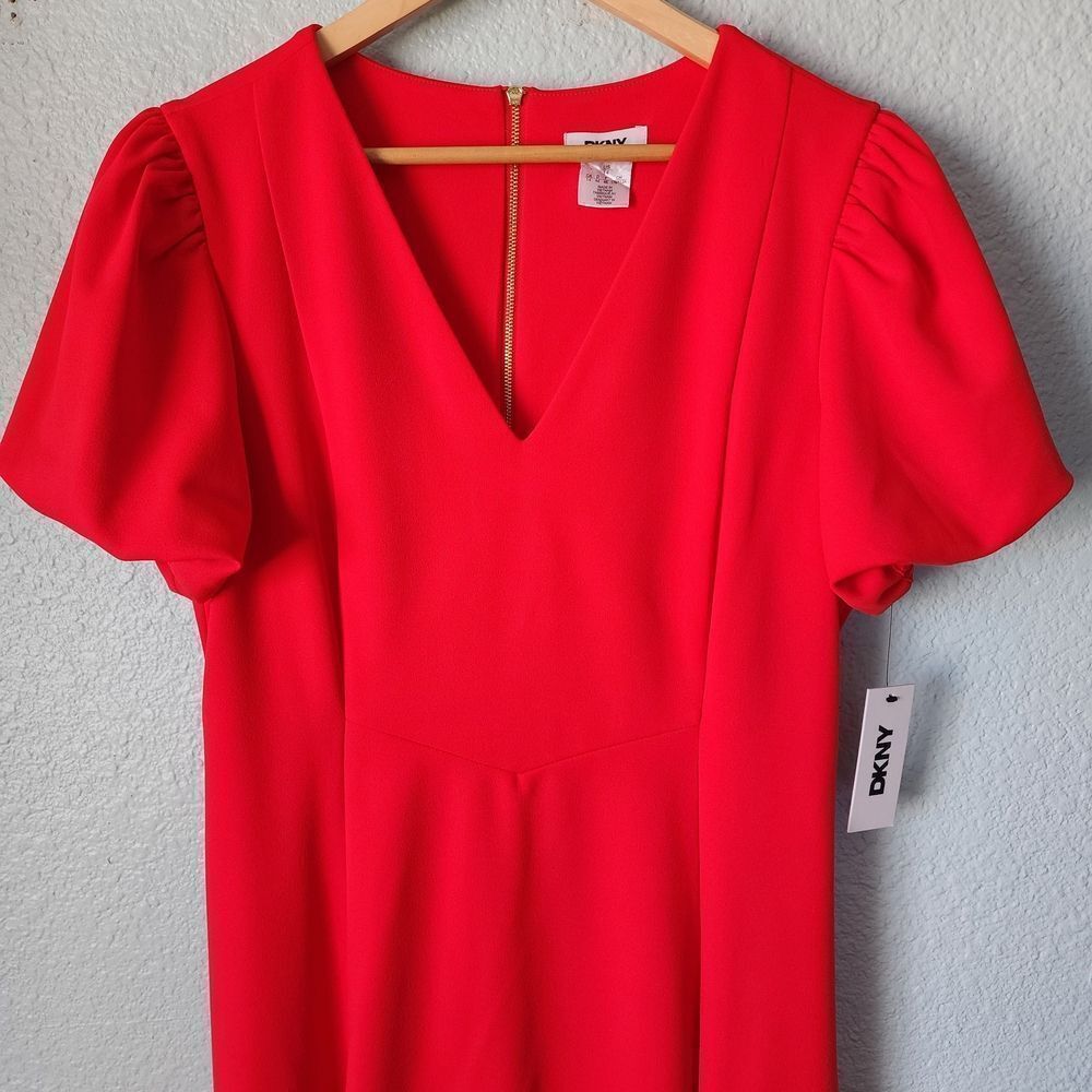 DKNY Women's Vibrant Red Midi Dress - Picture 6 of 16